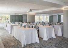 Tables set up for a meeting