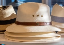 a stack of sun hats