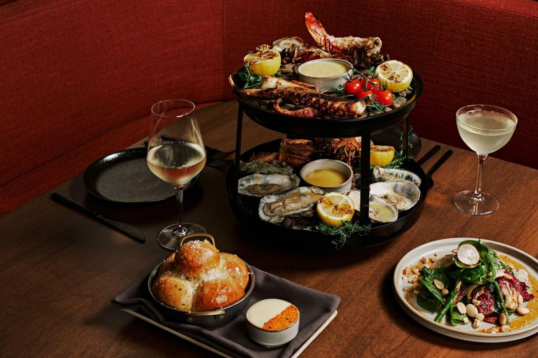 Food sits on a table at Kindler in Islamorada.