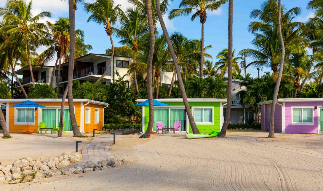 colorful cottages on a beach